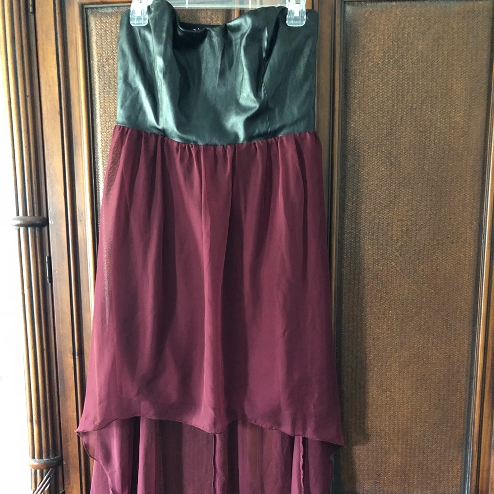 Strapless, high-low chiffon dress